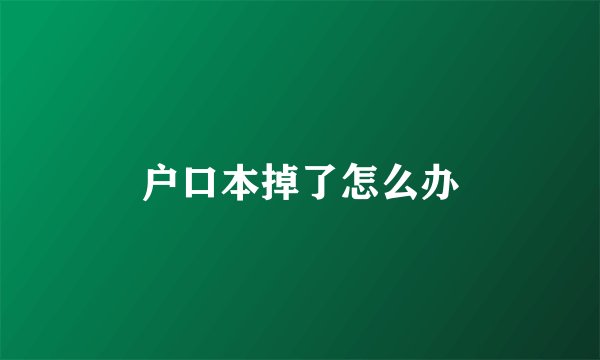 户口本掉了怎么办