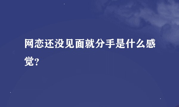 网恋还没见面就分手是什么感觉？