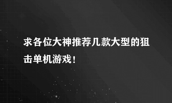 求各位大神推荐几款大型的狙击单机游戏！