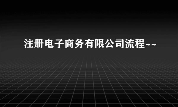 注册电子商务有限公司流程~~