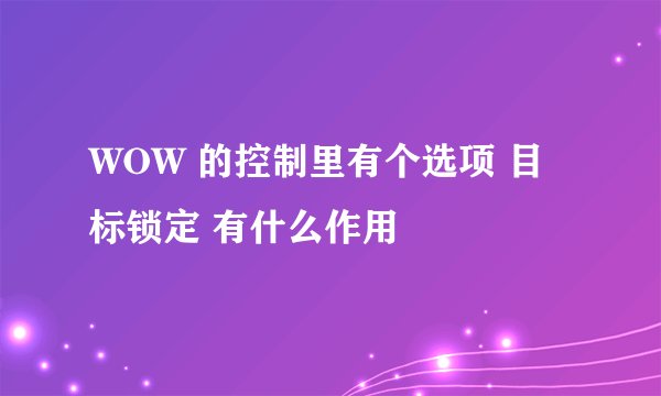 WOW 的控制里有个选项 目标锁定 有什么作用