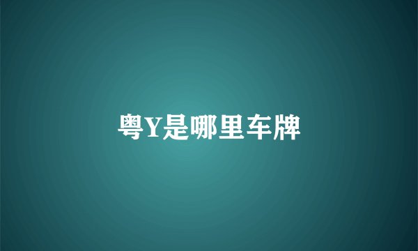 粤Y是哪里车牌