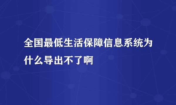 全国最低生活保障信息系统为什么导出不了啊