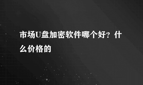 市场U盘加密软件哪个好？什么价格的