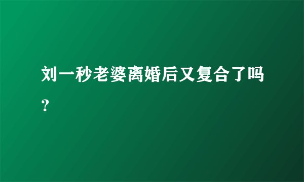刘一秒老婆离婚后又复合了吗？