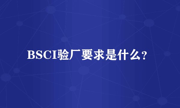 BSCI验厂要求是什么？