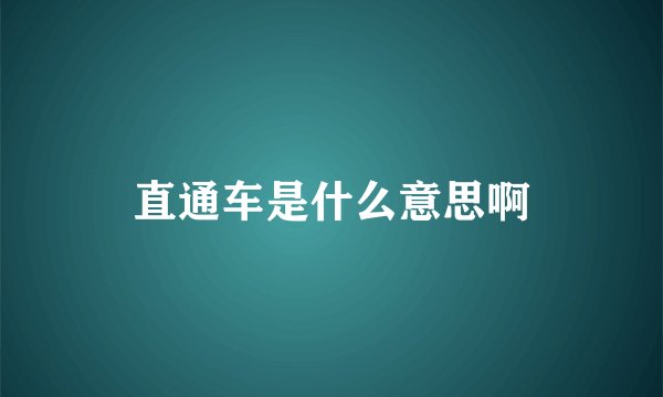 直通车是什么意思啊