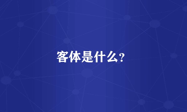 客体是什么？