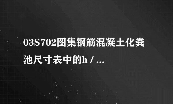 03S702图集钢筋混凝土化粪池尺寸表中的h / L / L1 / L2 / 3L / B/ B1 / B2 / B