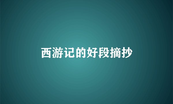 西游记的好段摘抄