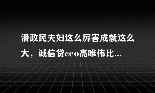 潘政民夫妇这么厉害成就这么大，诚信贷ceo高唯伟比他差的多吗？有没有哪位能大概比较一下。谢啦~