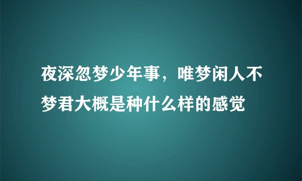 夜深忽梦少年事，唯梦闲人不梦君大概是种什么样的感觉