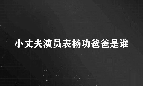小丈夫演员表杨功爸爸是谁