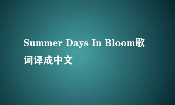 Summer Days In Bloom歌词译成中文