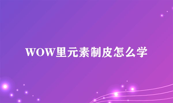 WOW里元素制皮怎么学