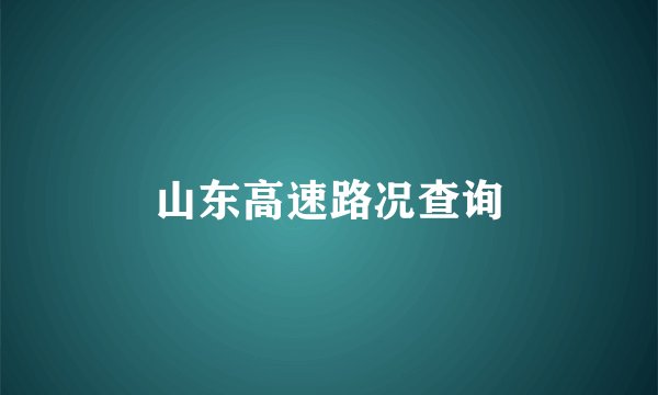山东高速路况查询