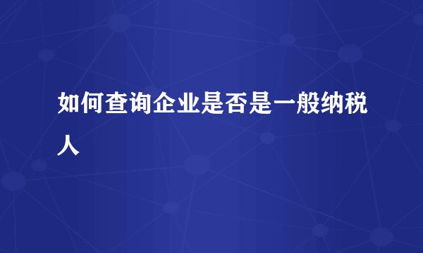 如何查询企业是否是一般纳税人