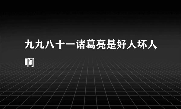 九九八十一诸葛亮是好人坏人啊