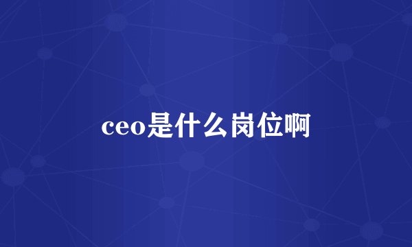 ceo是什么岗位啊
