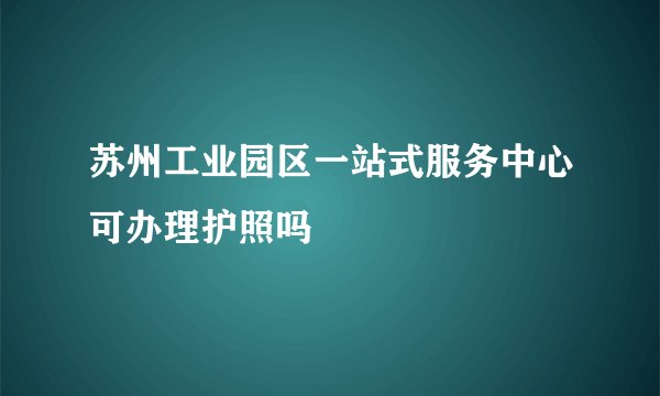 苏州工业园区一站式服务中心可办理护照吗