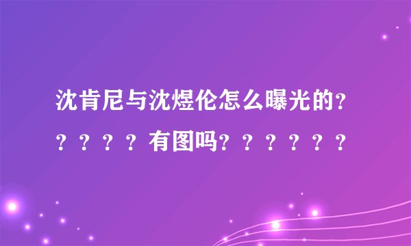沈肯尼与沈煜伦怎么曝光的？？？？？有图吗？？？？？？
