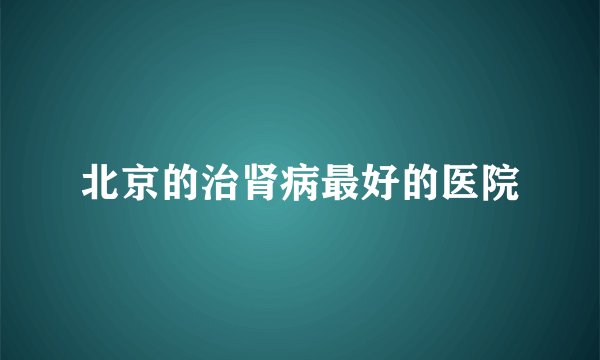 北京的治肾病最好的医院
