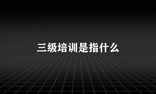 三级培训是指什么