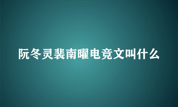 阮冬灵裴南曜电竞文叫什么