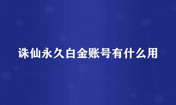 诛仙永久白金账号有什么用