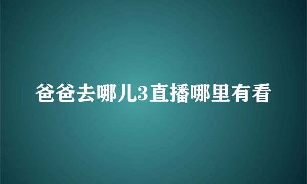 爸爸去哪儿3直播哪里有看