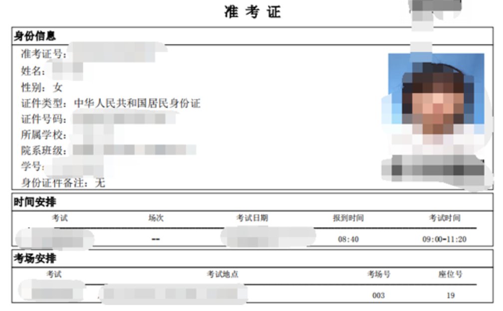 英语六级准考证号怎么算?