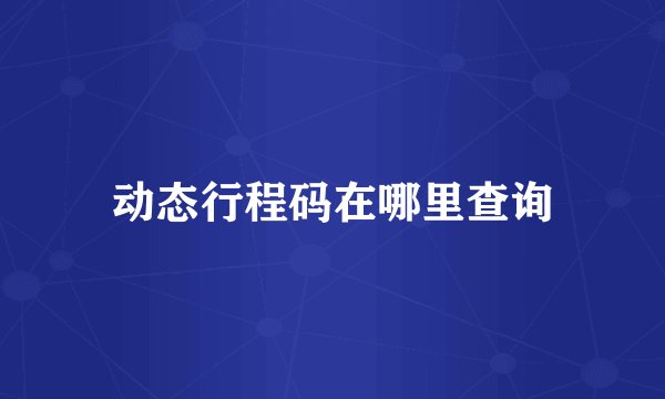 动态行程码在哪里查询
