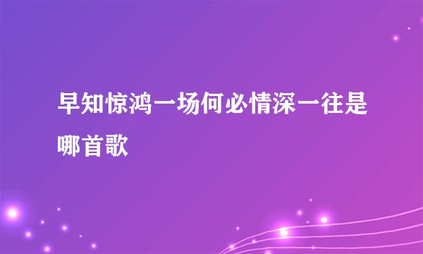 早知惊鸿一场何必情深一往是哪首歌