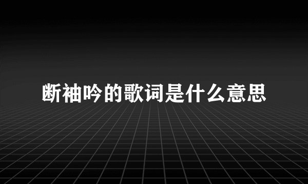 断袖吟的歌词是什么意思