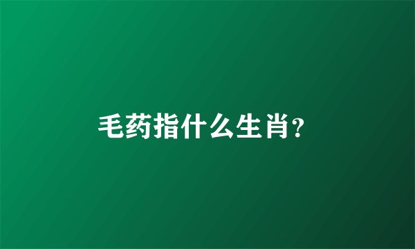 毛药指什么生肖？