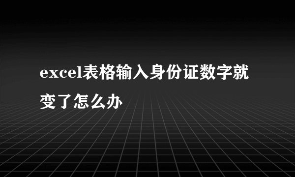 excel表格输入身份证数字就变了怎么办