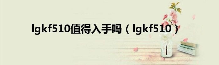 lgkf510值得入手吗lgkf510