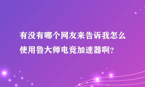 有没有哪个网友来告诉我怎么使用鲁大师电竞加速器啊？