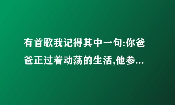 有首歌我记得其中一句:你爸爸正过着动荡的生活,他参加游记打击敌人啊我的宝贝>请问这歌名是什么?谢谢啊
