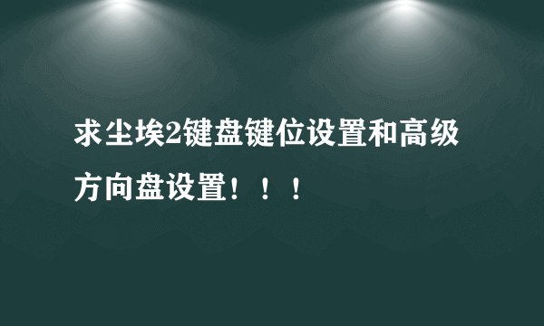 求尘埃2键盘键位设置和高级方向盘设置！！！