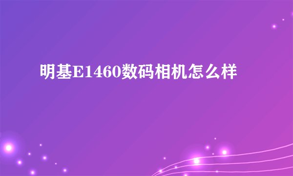 明基E1460数码相机怎么样