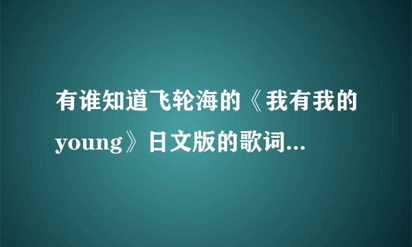 有谁知道飞轮海的《我有我的young》日文版的歌词大意是什么？