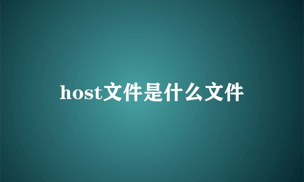 host文件是什么文件