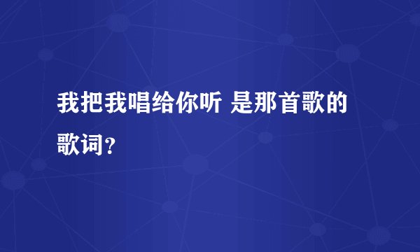 我把我唱给你听 是那首歌的歌词？