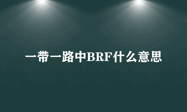 一带一路中BRF什么意思