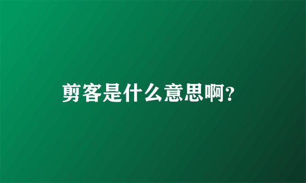 剪客是什么意思啊？
