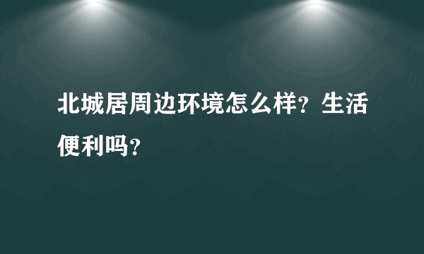 北城居周边环境怎么样？生活便利吗？
