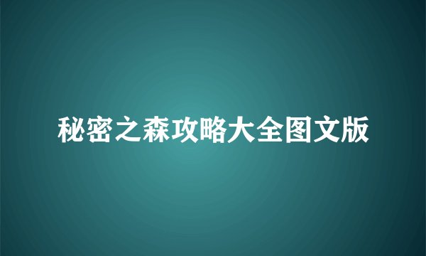 秘密之森攻略大全图文版