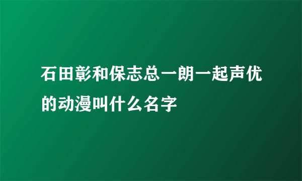 石田彰和保志总一朗一起声优的动漫叫什么名字