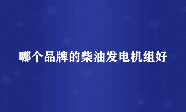 哪个品牌的柴油发电机组好